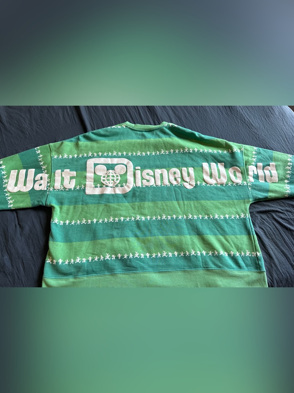 Walt Disney World Green Striped Logo Spirit Jersey Sweatshirt - Size XL